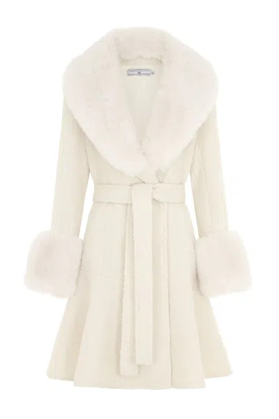 Hortons England Women's Wolf & Badger Exclusive Mini Westminster Coat White Tweed