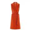 Hortons England Women's Yellow / Orange The Knightsbridge Sleeveless Double Breasted Coat Burnt Orange In Yellow/orange
