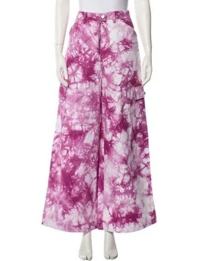 Pre-owned Hosbjerg Floral Print Wide Leg Pants In Purple