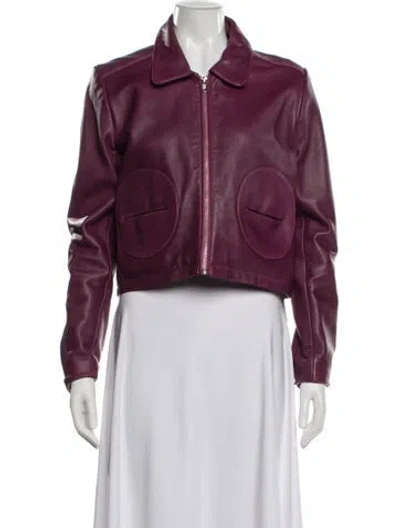 Pre-owned Hosbjerg Leather Jacket In Purple