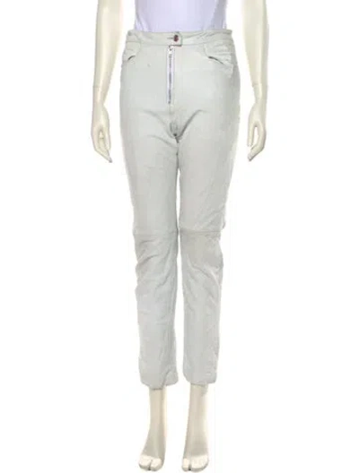 Pre-owned Hosbjerg Leather Straight Leg Pants In White