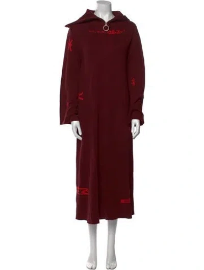 Pre-owned Hosbjerg Midi Length Dress In Burgundy
