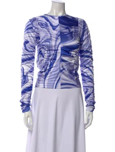 Pre-owned Hosbjerg Printed Crew Neck Top In Multicolor