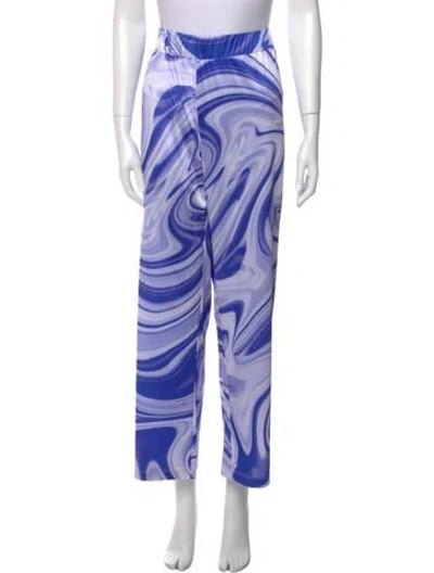 Pre-owned Hosbjerg Printed Wide Leg Pants In Blue
