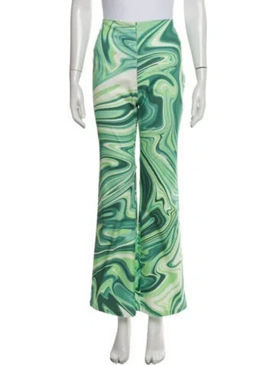 Pre-owned Hosbjerg Printed Wide Leg Pants In Green