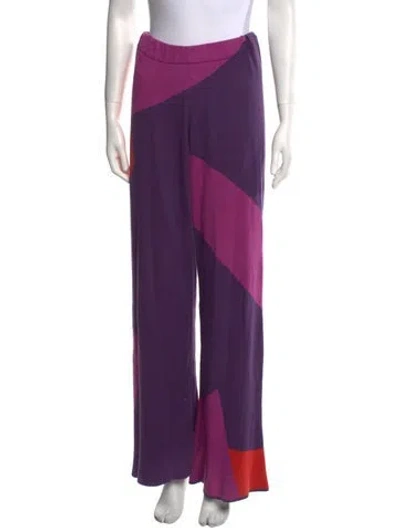 Pre-owned Hosbjerg Printed Wide Leg Pants In Purple