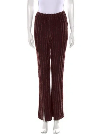 Pre-owned Hosbjerg Striped Wide Leg Pants In Burgundy