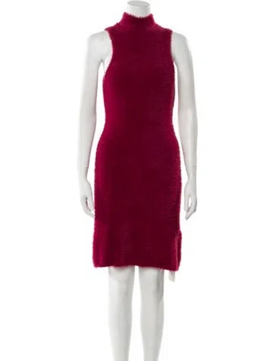Pre-owned Hosbjerg Turtleneck Knee-length Dress In Burgundy