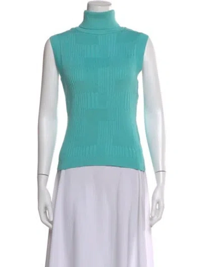 Pre-owned Hosbjerg Turtleneck Sleeveless Top In Green