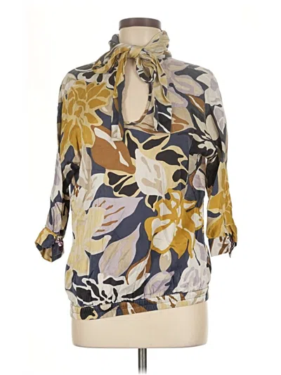 Pre-owned Hoss Intropia 3/4 Sleeve Blouse In Gold