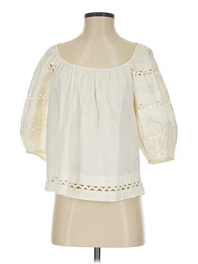 Pre-owned Hoss Intropia 3/4 Sleeve Blouse In Ivory