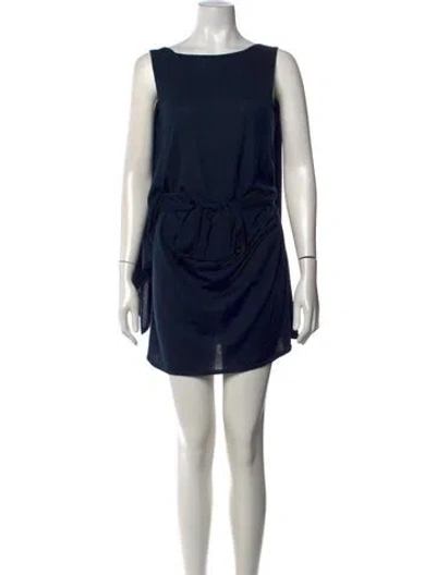 Pre-owned Hoss Intropia Bateau Neckline Mini Dress In Blue