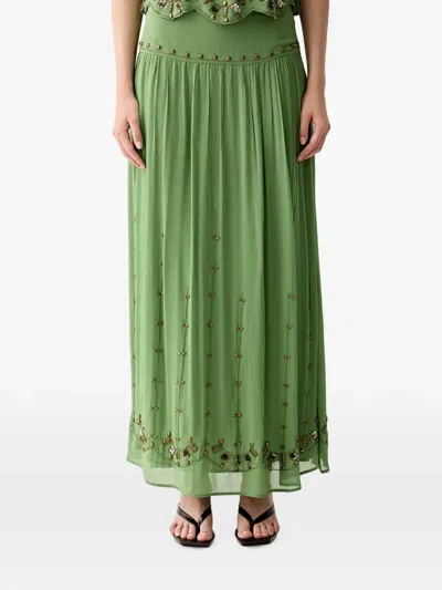 Hoss Intropia Bead-embellished Pleated Maxi Skirt In Green