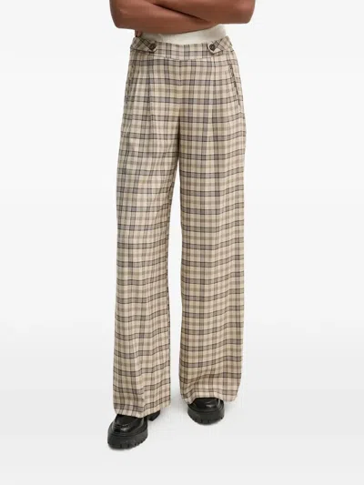 Hoss Intropia Button Checked Trousers In Neutral