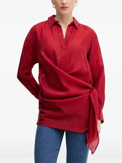 Hoss Intropia Cosette Wrap-style Long-sleeve Top In Red