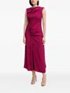 Hoss Intropia Cowl-neck Draped Midi Dress In Red