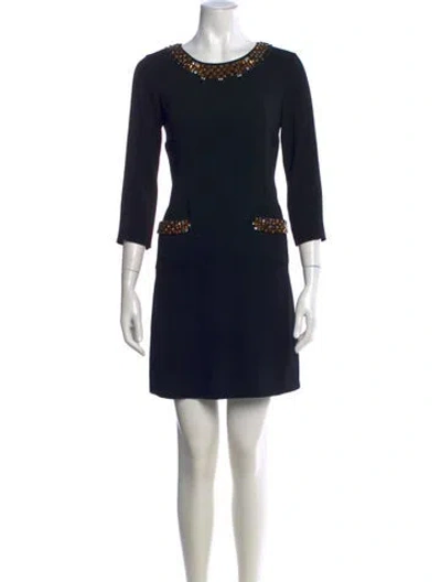Pre-owned Hoss Intropia Crew Neck Mini Dress In Black