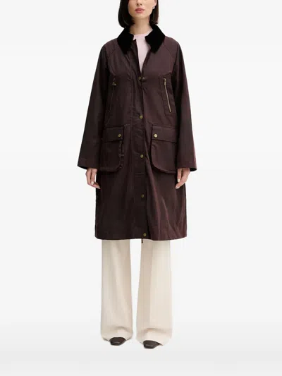 Hoss Intropia Damaris Button Corduroy-collar Trench In Burgundy