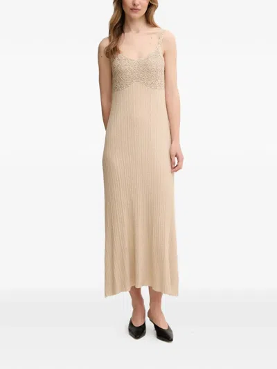 Hoss Intropia Embellished Strap Midi Dress In Neutral