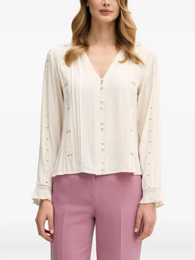 Hoss Intropia Embroidered Button-down Shirt In Neutral