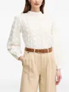 Hoss Intropia Embroidered Lace-insert Blouse In White