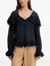 Hoss Intropia Embroidered Ruffled Top In Blue