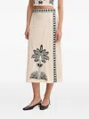 Hoss Intropia Embroidered-tree Midi Skirt In Neutral