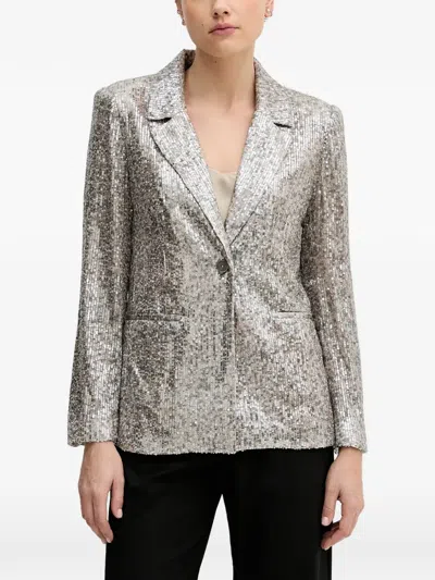 Hoss Intropia Emilia Sequin-embellished Blazer In Metallic