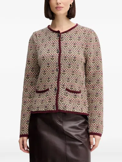 Hoss Intropia Floral Button Cardigan In Brown