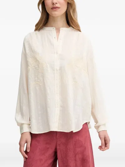 Hoss Intropia Floral-embroidered Blouse In Neutral