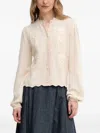 Hoss Intropia Floral-embroidered Scallop-hem Cardigan In White