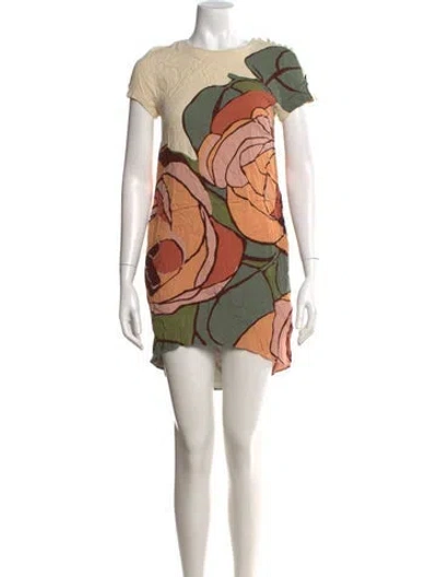 Pre-owned Hoss Intropia Floral Print Mini Dress In Neutral