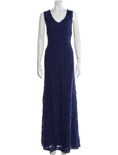 Pre-owned Hoss Intropia Lace Long Dress In Blue