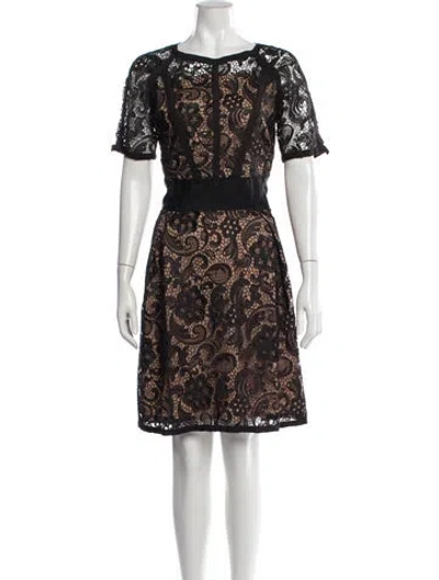 Pre-owned Hoss Intropia Lace Pattern Knee-length Dress In Black