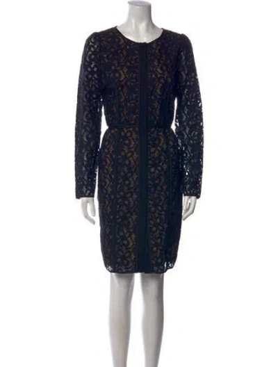 Pre-owned Hoss Intropia Lace Pattern Knee-length Dress In Black/blue