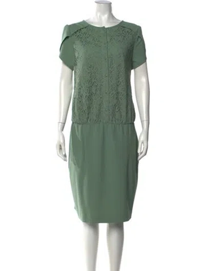 Pre-owned Hoss Intropia Lace Pattern Knee-length Dress In Green