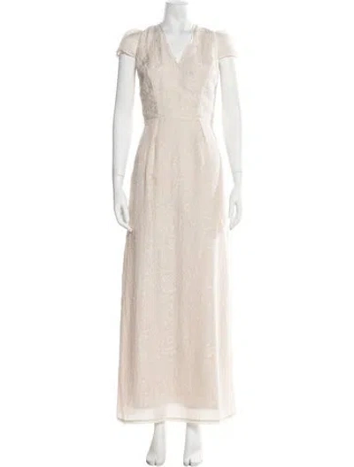 Pre-owned Hoss Intropia Lace Pattern Long Dress In Neutrals