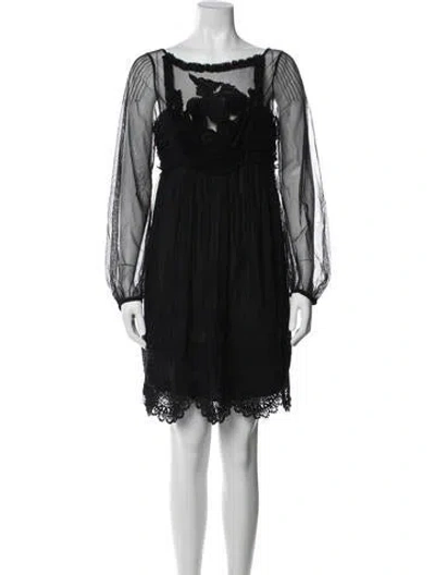 Pre-owned Hoss Intropia Lace Pattern Mini Dress In Black