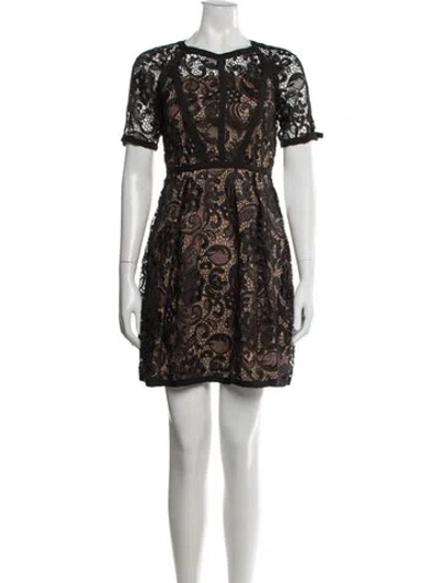 Pre-owned Hoss Intropia Lace Pattern Mini Dress In Brown