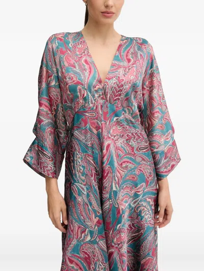 Hoss Intropia Luisa Flared Paisley Print Midi Dress In Blue