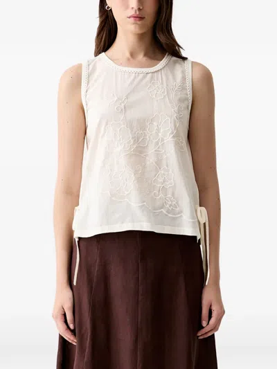 Hoss Intropia Marcela. Embroidered Sleeveless Top In White