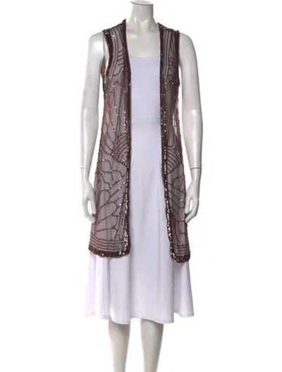 Pre-owned Hoss Intropia Mesh Patterned Top In Brown