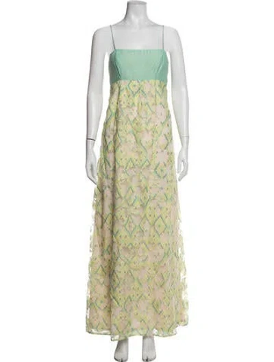 Pre-owned Hoss Intropia Patterned Long Dress In Green