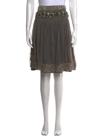 Pre-owned Hoss Intropia Patterned Midi Length Skirt In Green