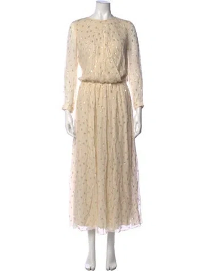 Pre-owned Hoss Intropia Printed Long Dress In Neutral