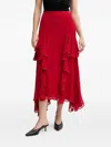 Hoss Intropia Renée Ruffled-embellished Midi Skirt In Red