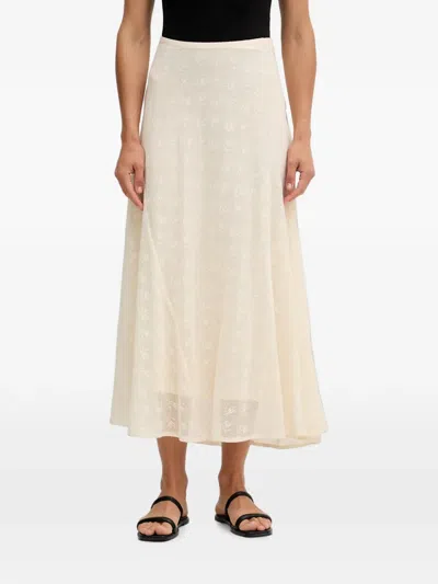 Hoss Intropia Roxanne Floral-lace Flared Midi Skirt In White