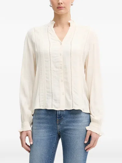Hoss Intropia Ruffled Button Blouse In Neutral