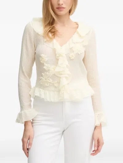 Hoss Intropia Ruffled Floral Blouse In Neutral