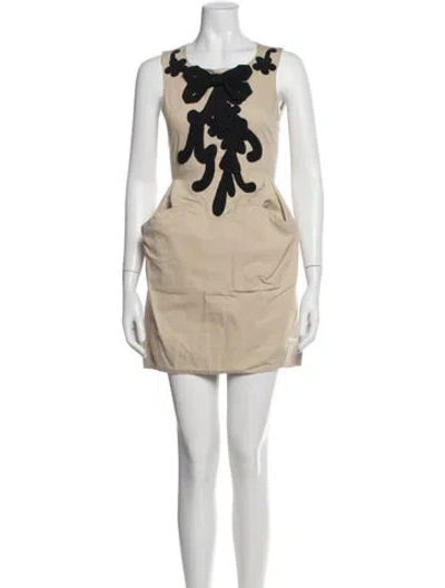 Pre-owned Hoss Intropia Scoop Neck Mini Dress In Neutral
